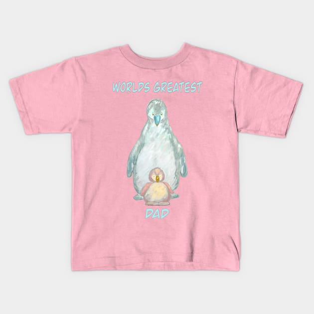 World’s Greatest Dad-cute baby penguin and  daddy penguin. Kids T-Shirt by Peaceful Pigments